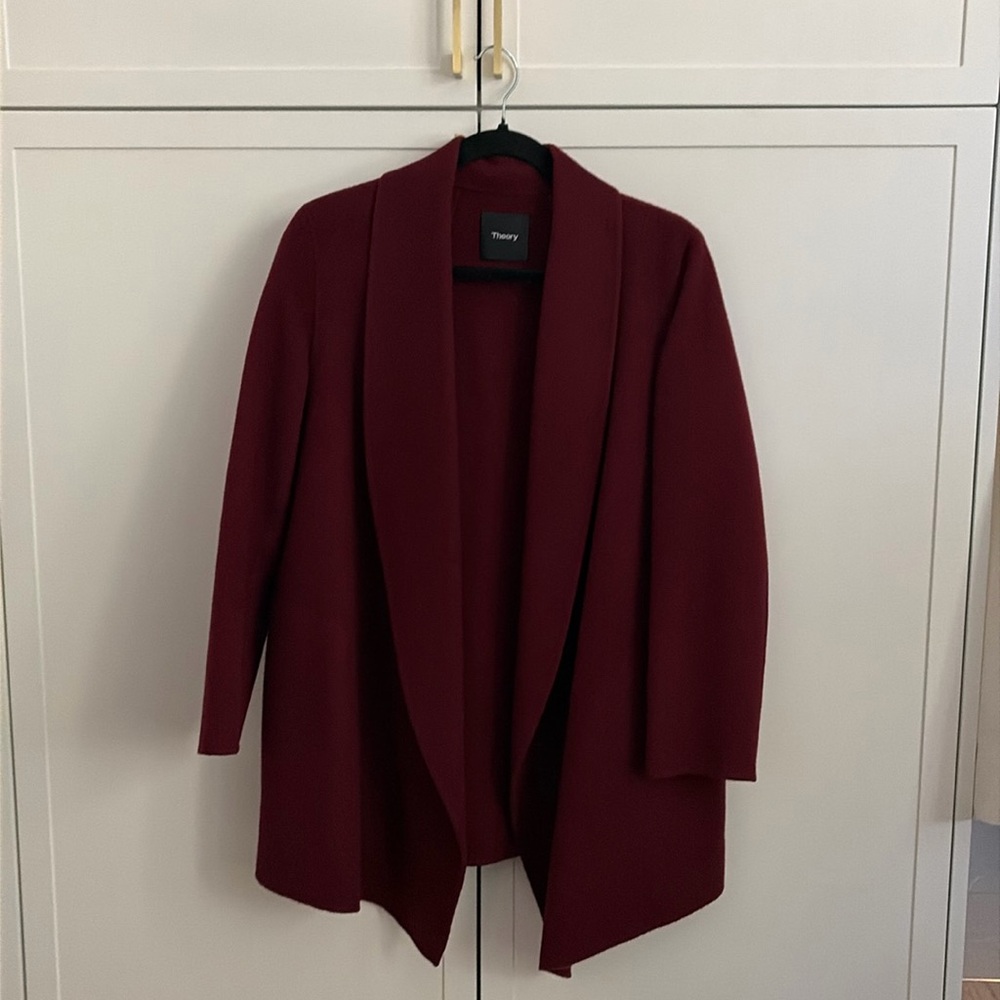 Theory Clairene Jacket in Double-Face Wool-Cashmere - Burgundy - Size M